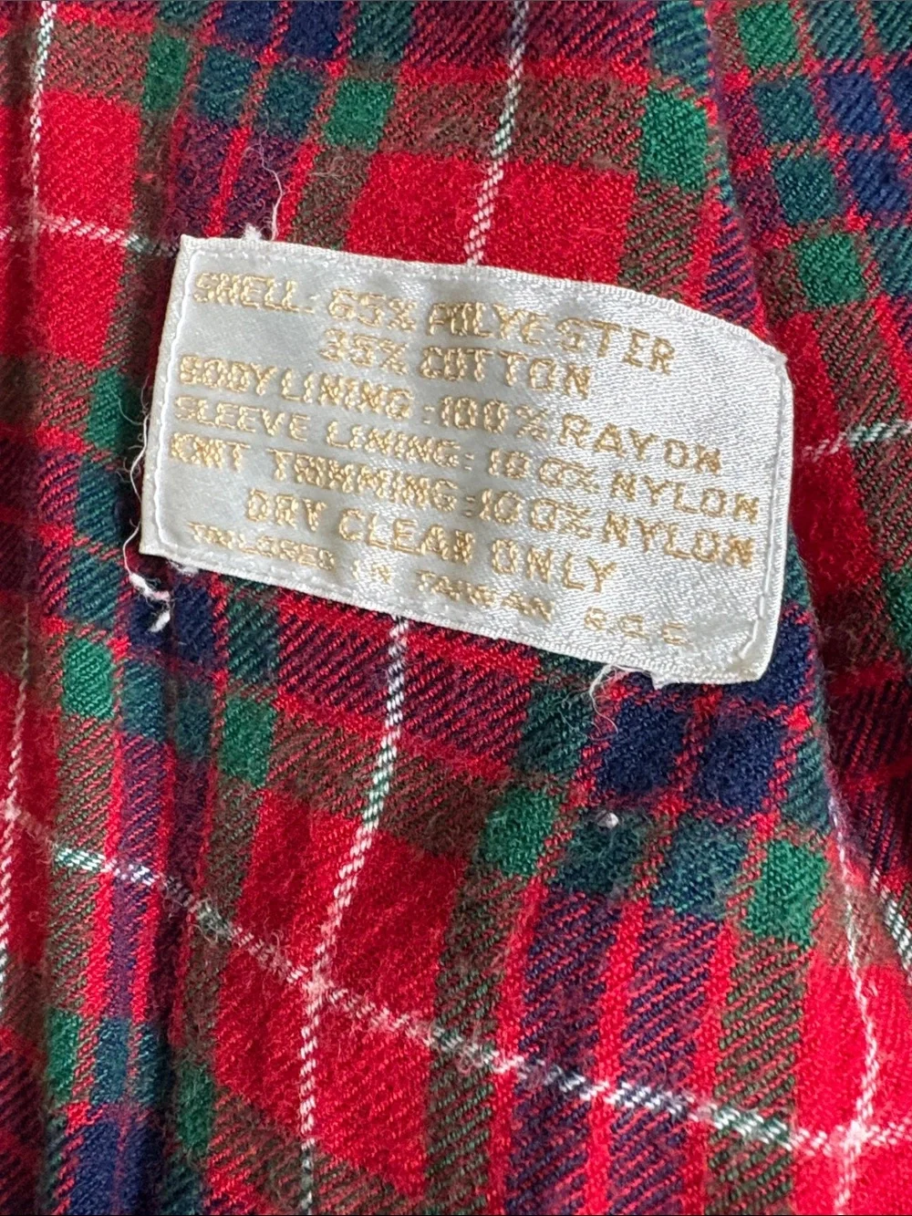 Vintage Men’s Baracuta Van Heusen Beige Bomber Jacket with Red Tartan Lining